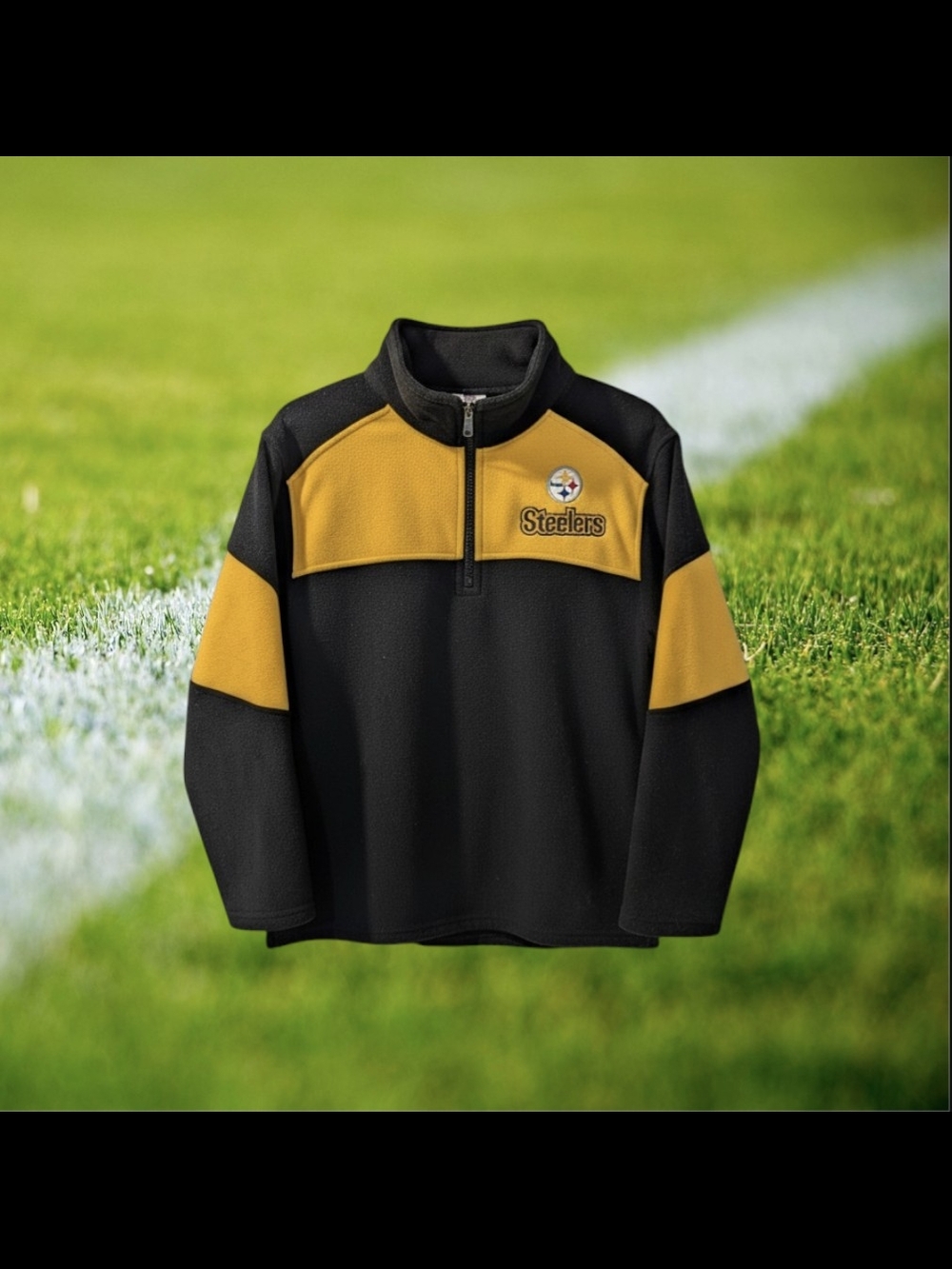 NFL Pittsburgh Steelers Black and Gold Half-Zip Fleece Pullover